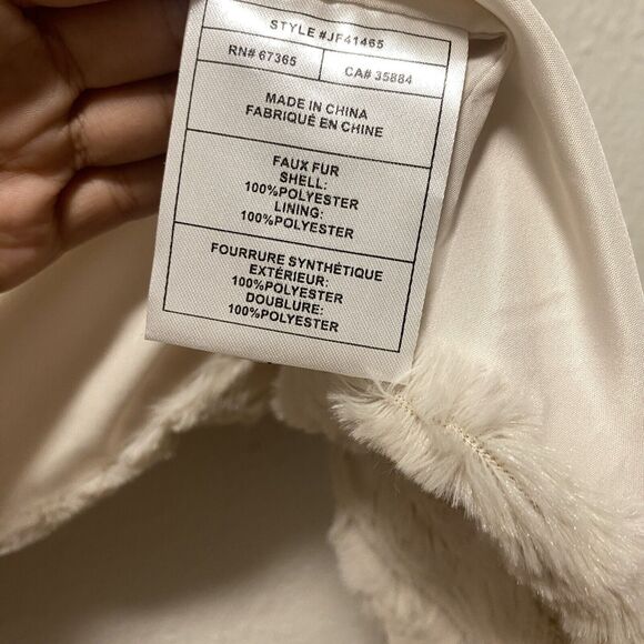 Jack Faux Fur Vest Large Beige l Off White Animal Print open front Tv - Picture 6 of 9